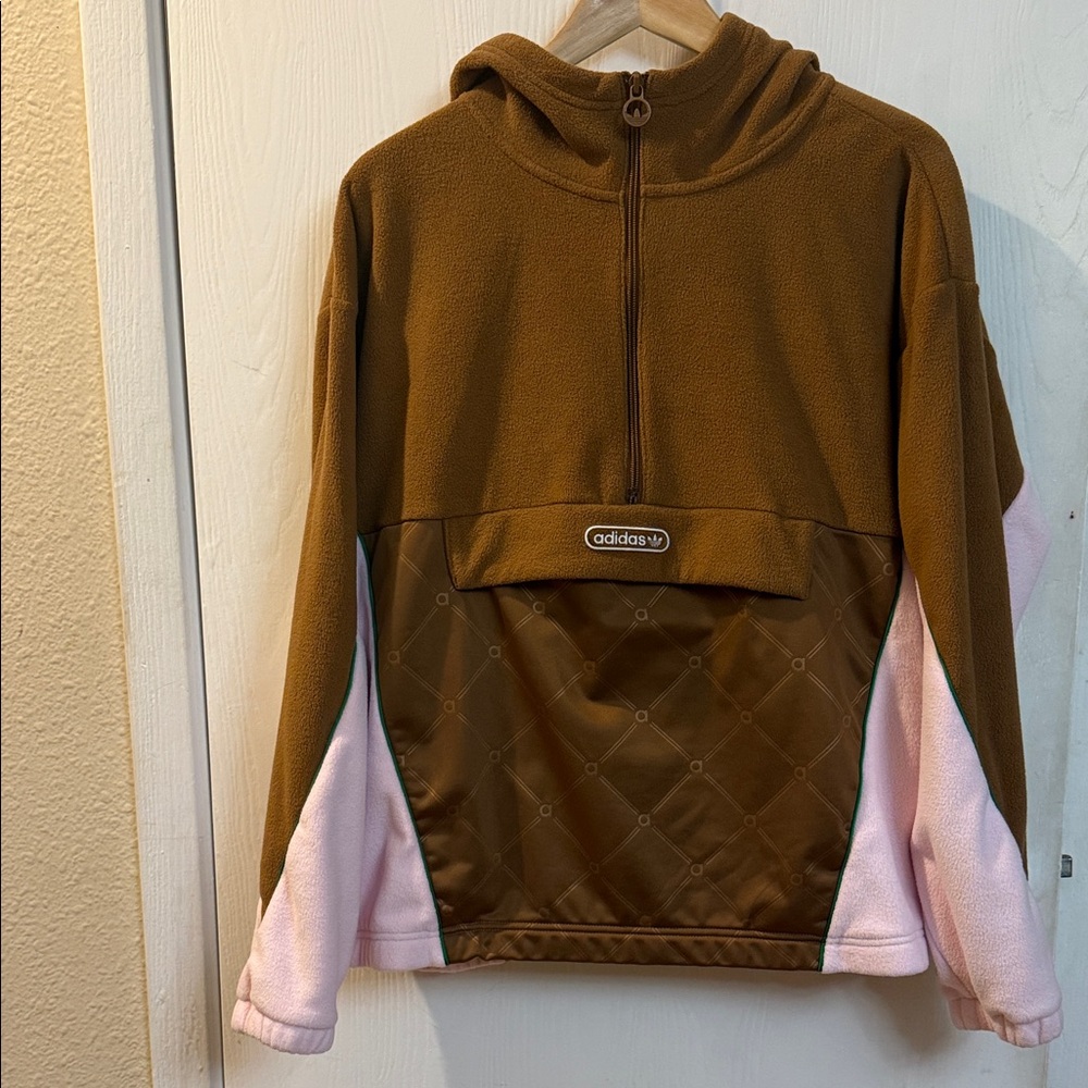 Adidas Brown and Pink Fleece Jacket